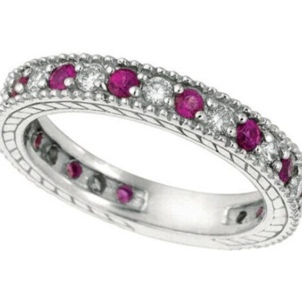 1.01 Carat Natural Diamond & Pink Sapphire Eternit